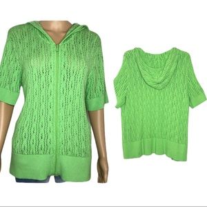 One Girl Who Crochet Short Sleeve Zip Up Hoodie